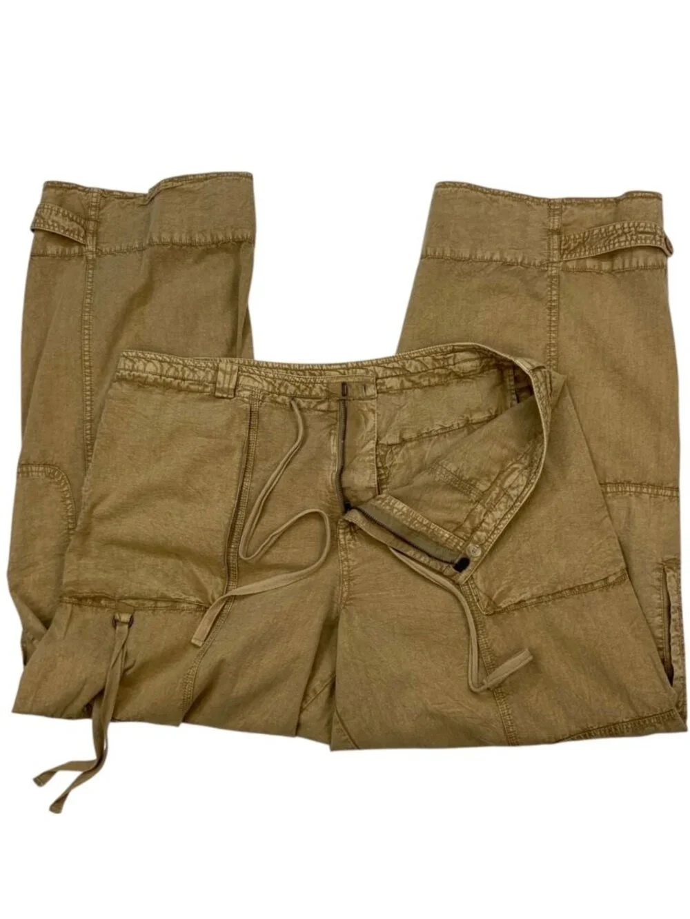 Free People One Step Ahead Parachute Pant XS Neutral Wide Leg Cargo OVERSIZED